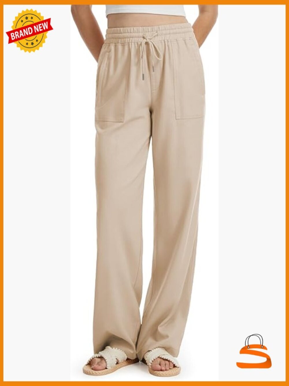 Wide Leg Linen Pants for Tall Women with Pockets